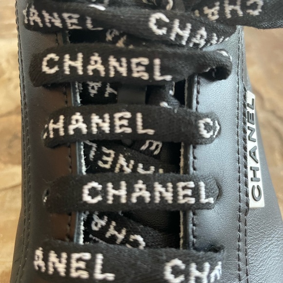 Chanel Black Sneakers with Logo Laces - Picture 7 of 11